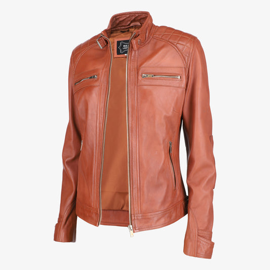 Women Brown Leather Blazer